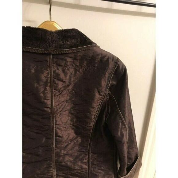 Bernardo Long Sleeve Zipper closure Brown jacket relaxed collared sz pxs satin - Picture 4 of 8
